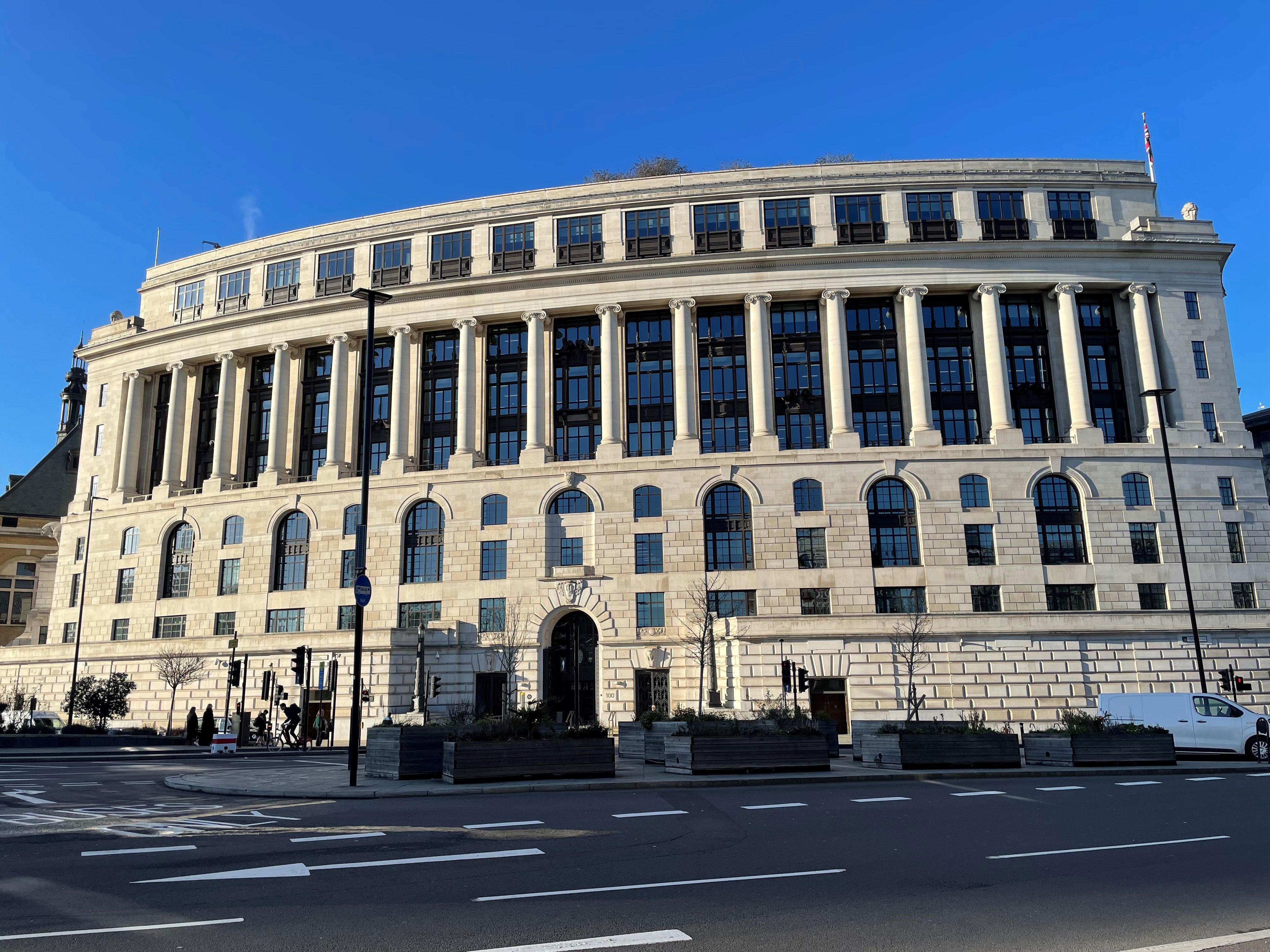 The outside of 100 Victoria Embankment, Unilever’s global headquarters in London, UK.