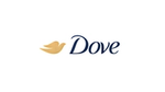 The logo for Unilever’s Dove brand. A gold Dove symbol next to ‘Dove’ written in blue