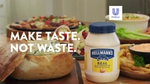 A jar of Hellmann’s mayo next to food made from leftovers