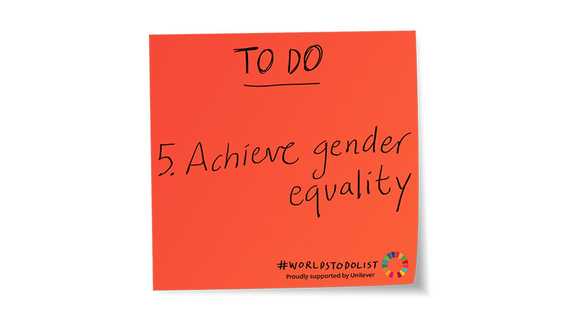 Achieve Gender Equality post-it note