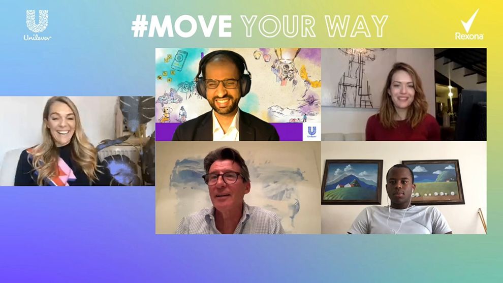 Move Your Way image with five people on videocall