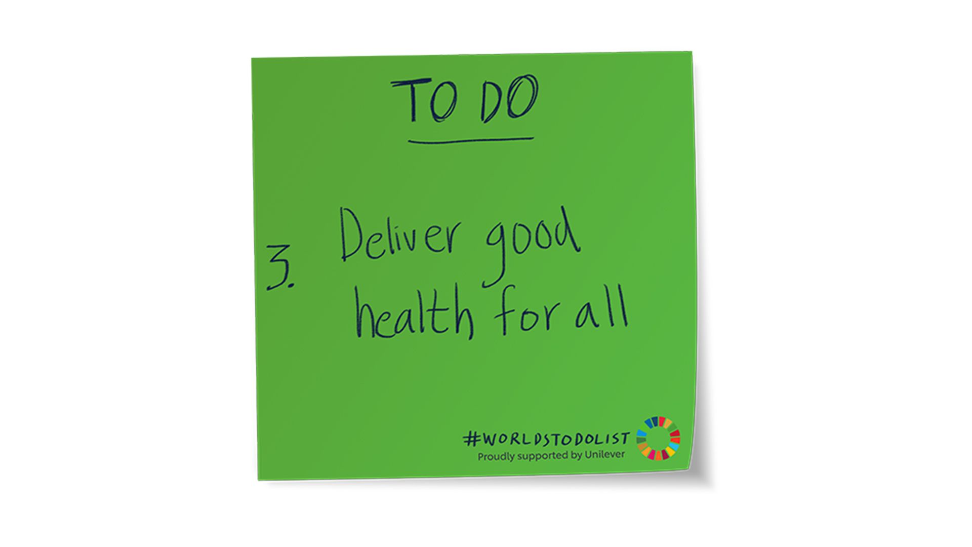 Deliver Good Health For All post-it note