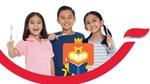 Children smiling while brushing teeth in a Signal toothpaste campaign