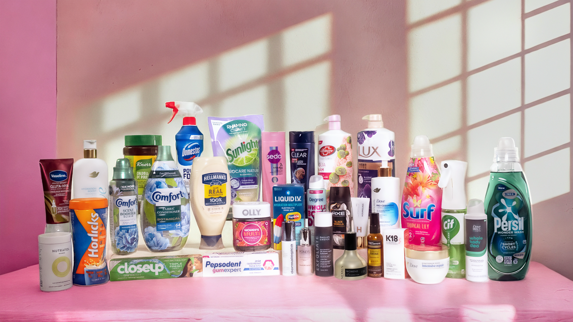 A display of some of Unilever’s billion euro Power Brands.