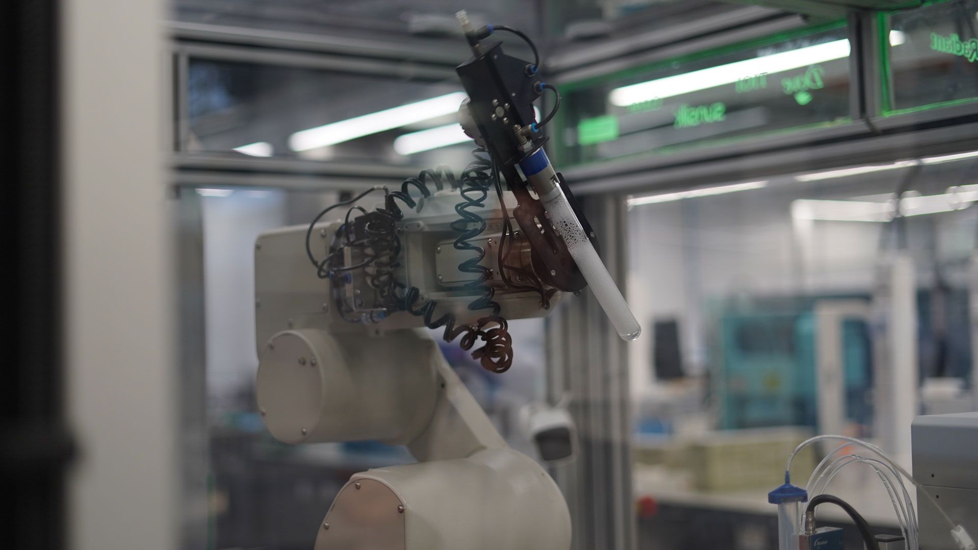 A beauty robot named Gwen analyses foam to help develop new product technology for Unilever