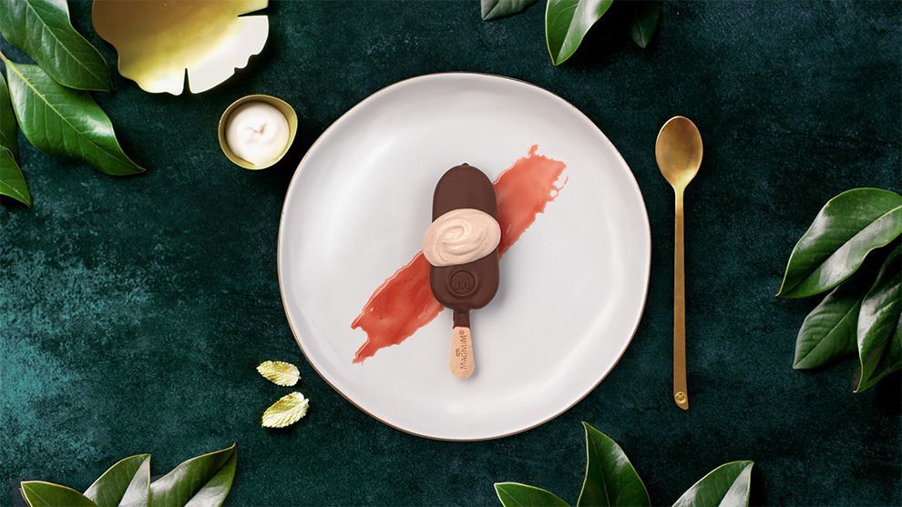 Magnum Vegan ice cream on a white plate