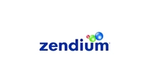 The logo for Unilever Personal Care’s Zendium brand. Blue text with three orbs in red, green and blue