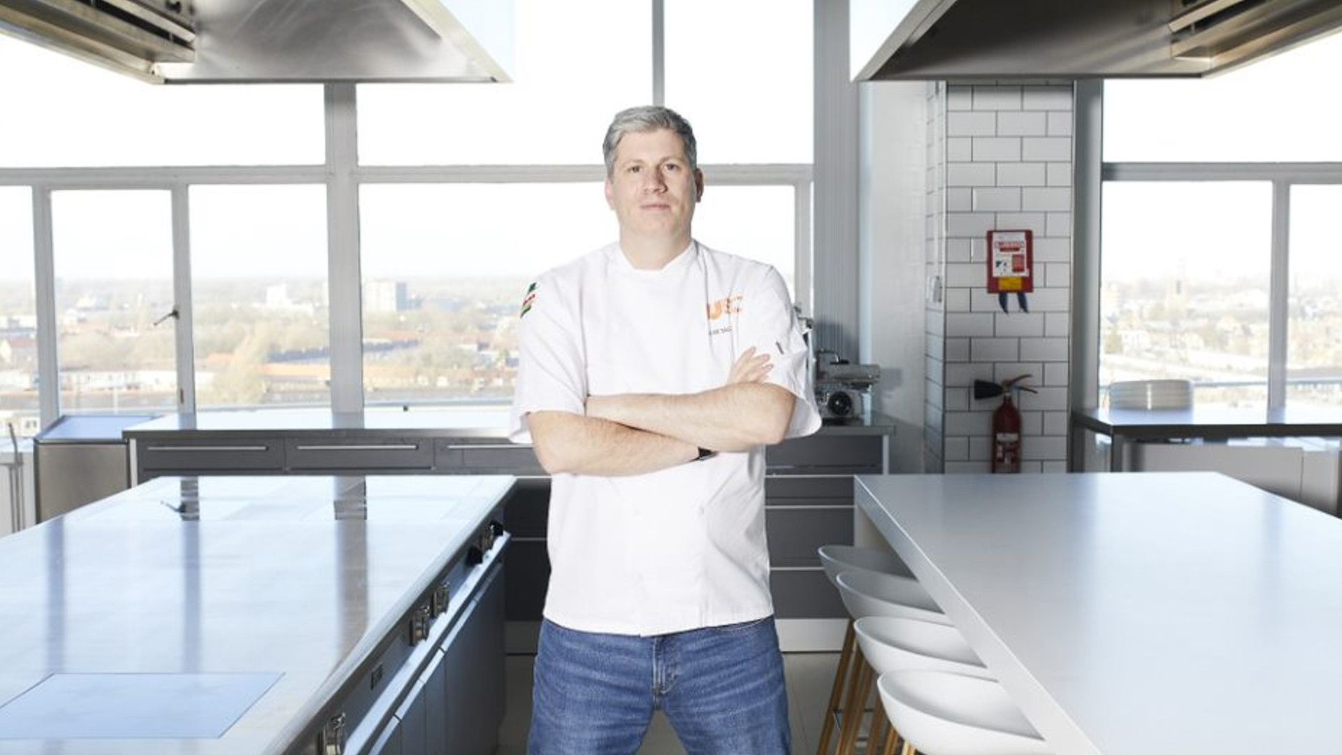 Chef Alex Hall in professional kitchen