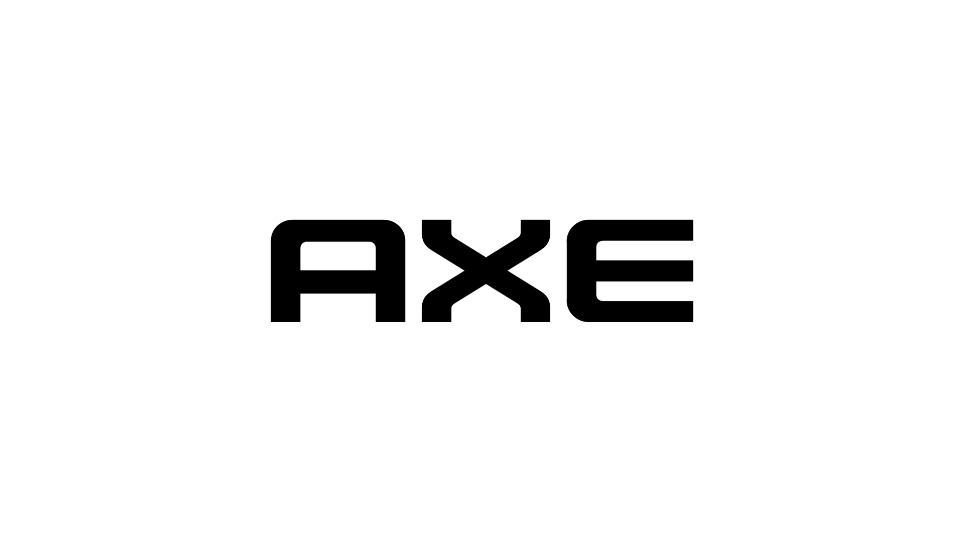The logo for Unilever Personal Care’s Axe brand (aka Lynx). Bold typography in black capital letters