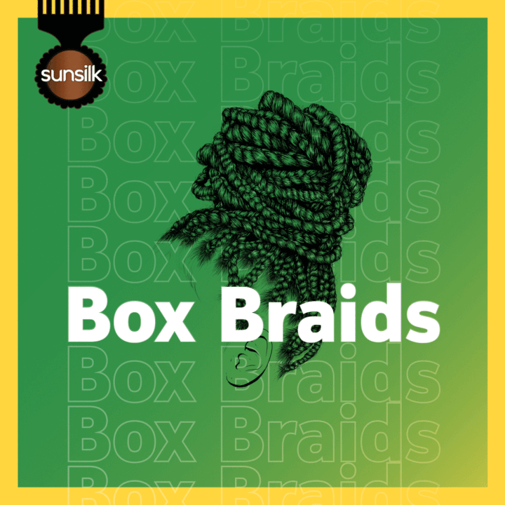 Illustrations of four of Ethiopia's most popular hairstyles - Box Braids, Twists, Bandu Knots and Cornrows