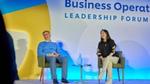 Reginaldo Ecclissato and panellist on stage at the Business Operations Leadership forum