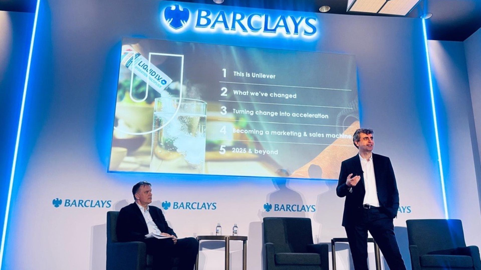 Fernando Fernandez on stage at the Barclays conference