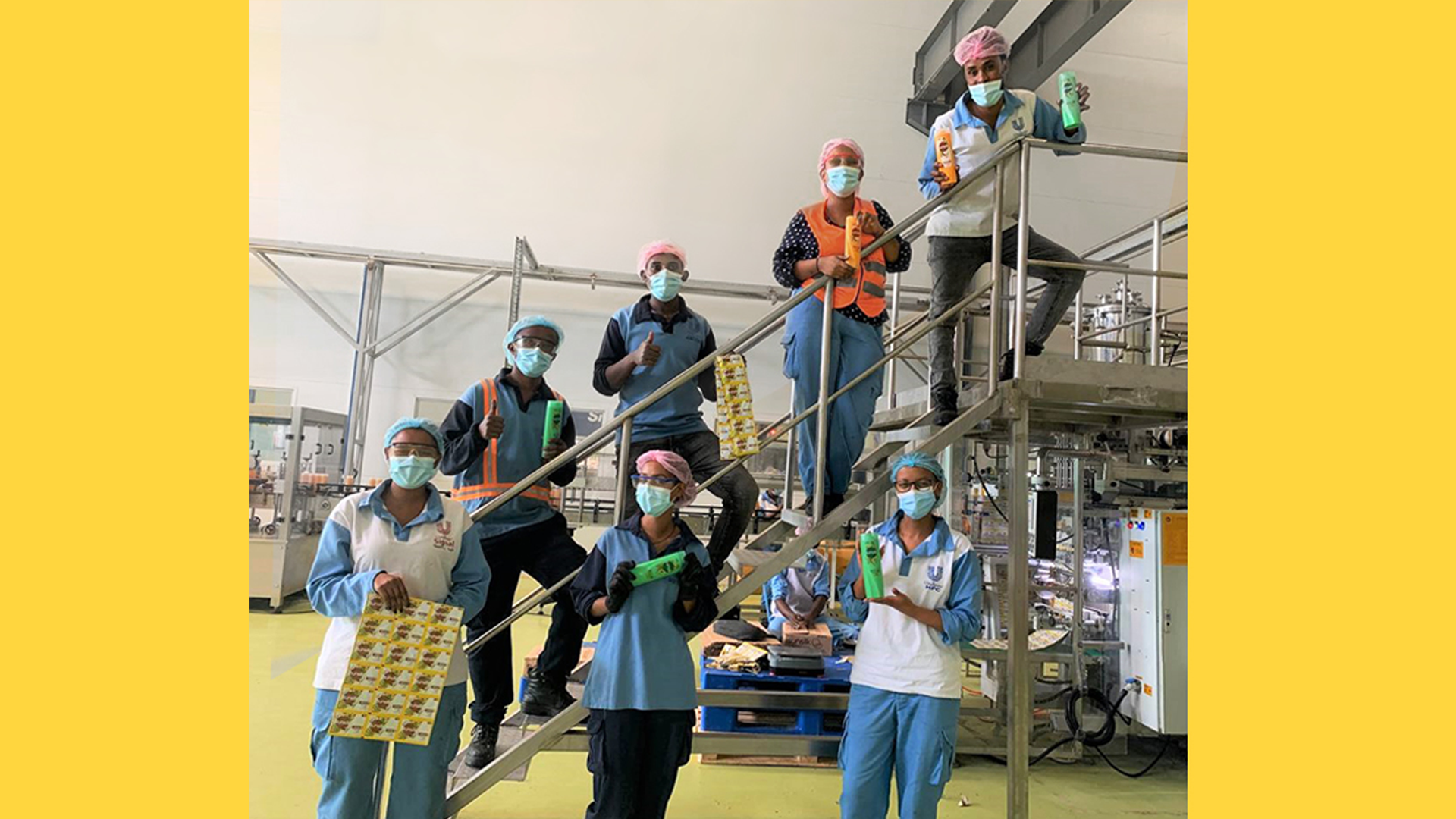 Factory workers at the new Ethiopian plant that was built especially to make Sunsilk's new range.