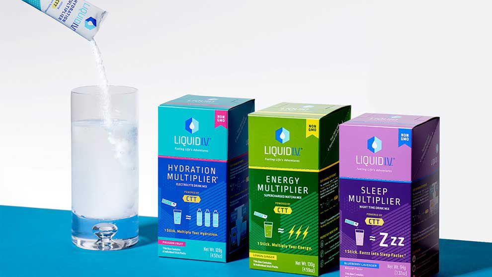 3 Liquid IV electrolyte drink mixes