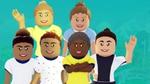 An image from Unilever’s Rexona brand. Animated avatars of six women football players, smiling and waving, in football kit.