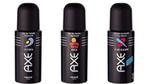 Axe body spray bottles in a row