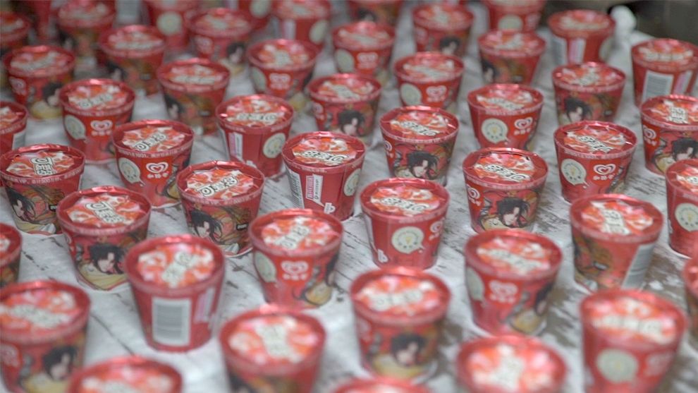 Cornetto's in a factory