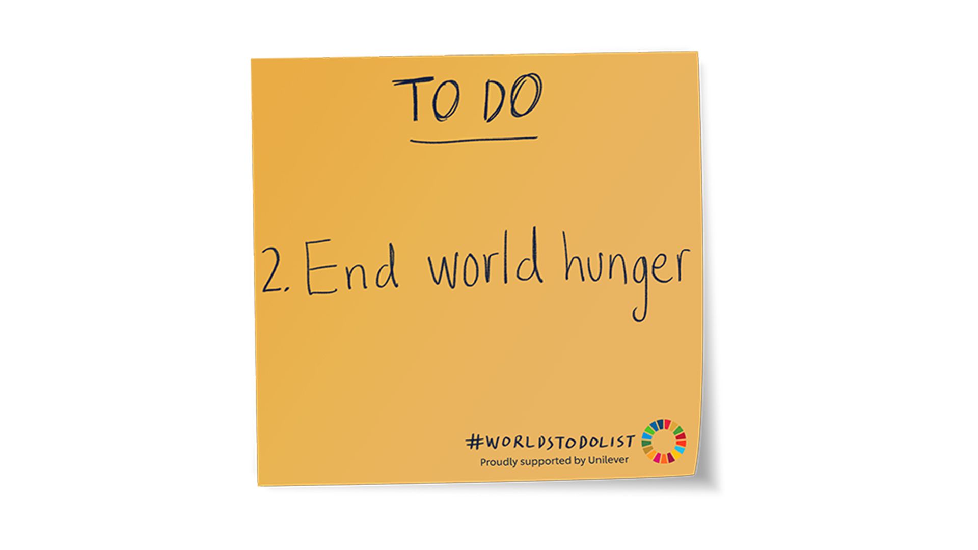 End World Hunger post-it note
