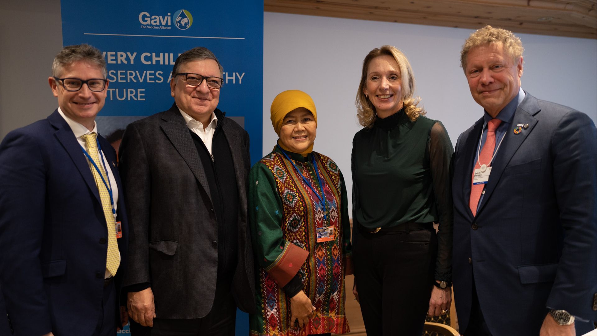 Photo taken at a breakfast event in Davos, 2023, when the alliance between Unilever, the Power of Nutrition and Gavi was announced. 