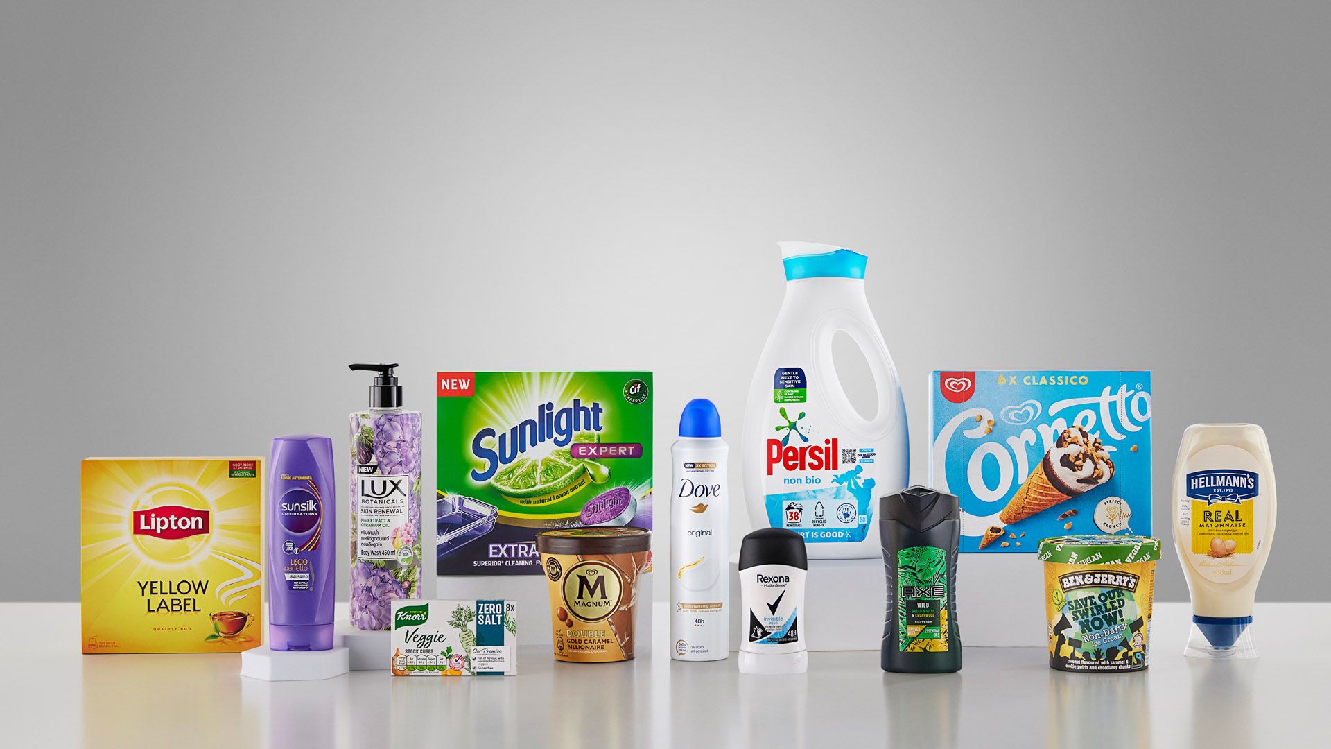 Line-up of Unilever’s 13 billion-euro brands.