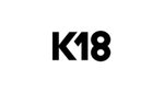 The logo for Unilever Beauty & Wellbeing’s K18 brand. Black text reading ‘K18’