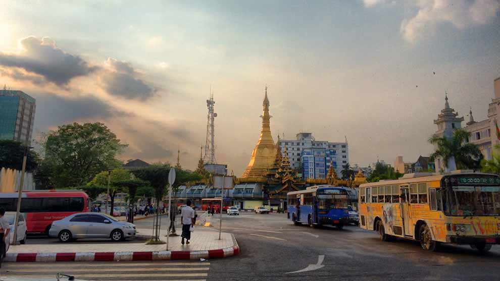 A street scene in Myanmar