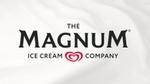 Logo of The Magnum Ice Cream Company with a red stylized heart between the words 'ICE CREAM' and 'COMPANY', set against a textured background.